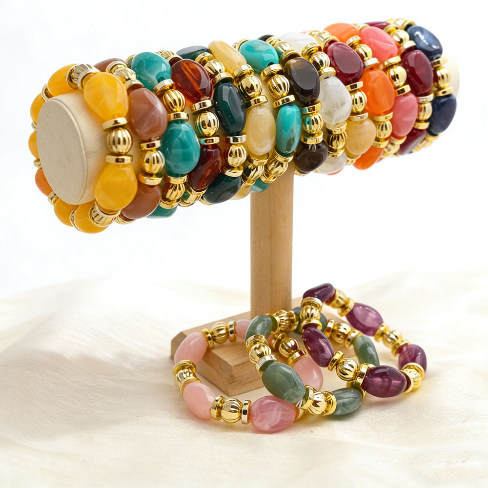 Maillard Style Irregular Acrylic Beading Bracelet For Women, Unique Design With Elegant Craftsmanship
