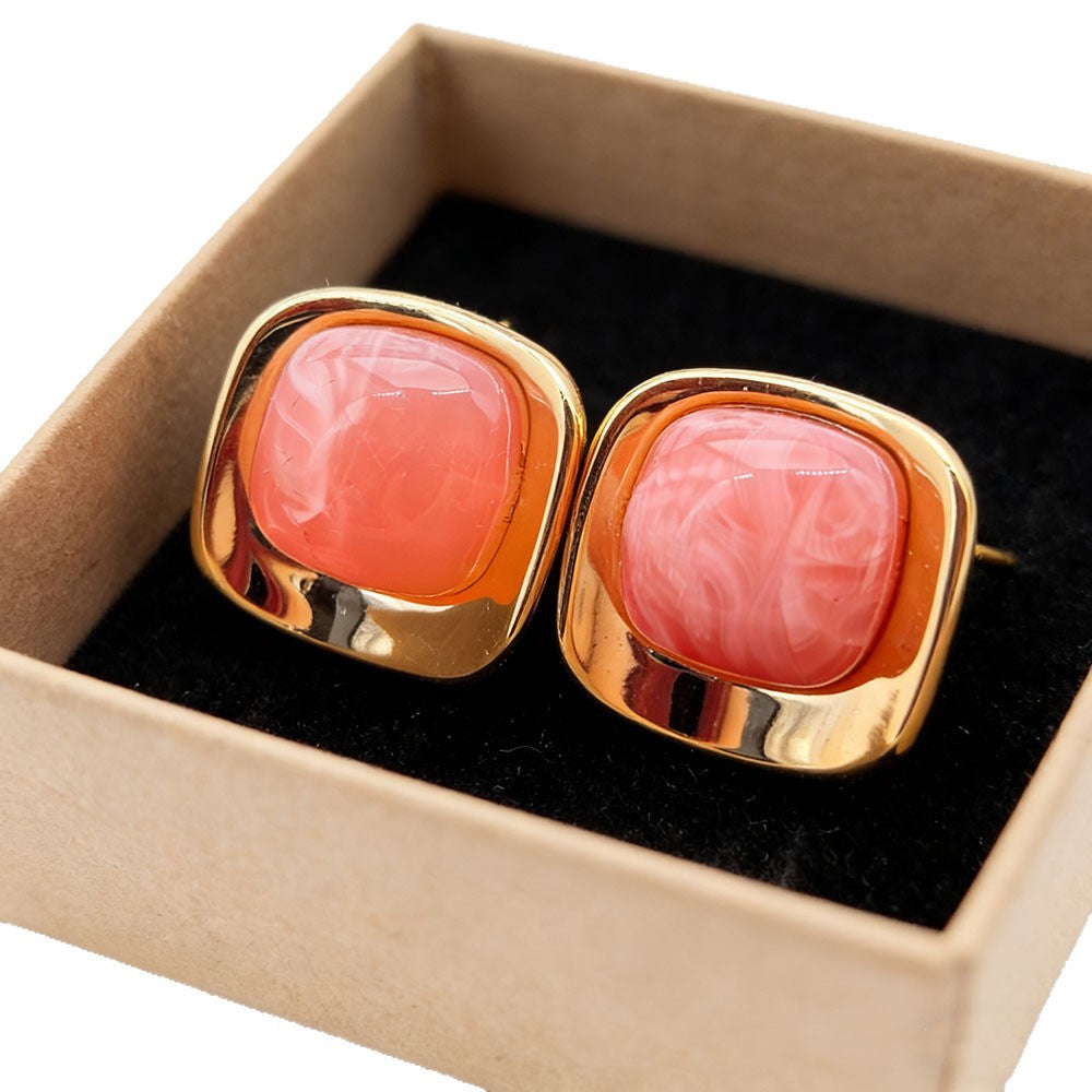 Sweet Square Stud Earrings For Women In Colour Acrylic, Perfect For Daily Wear
