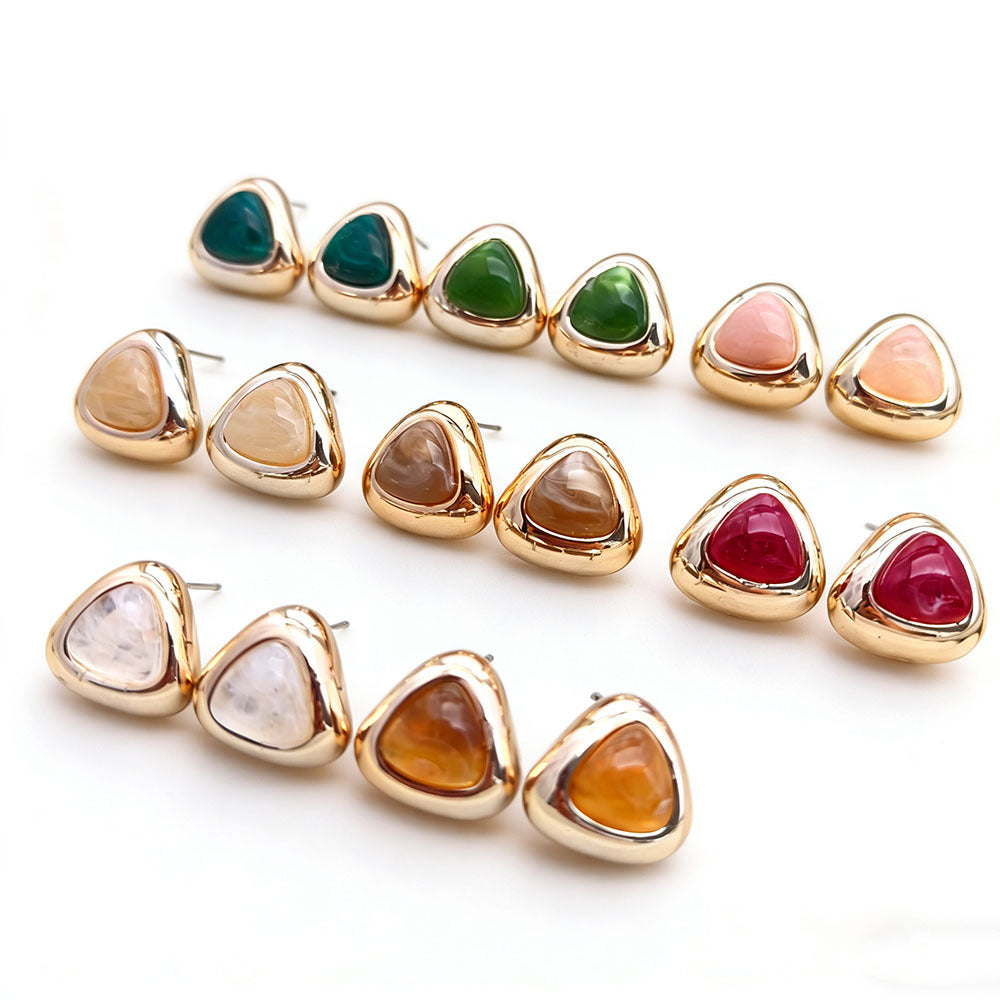 Trillion-cut Three-dimensional Acrylic Earrings For Women In Colour