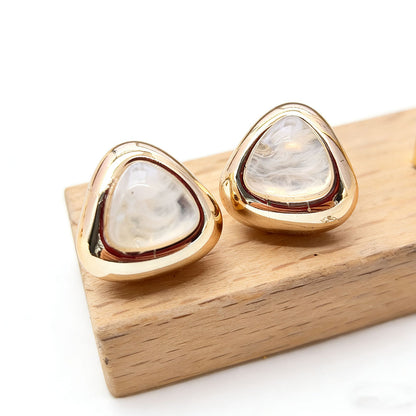 Trillion-cut Three-dimensional Acrylic Earrings For Women In Colour
