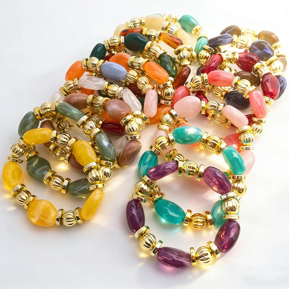 Maillard Style Irregular Acrylic Beading Bracelet For Women, Unique Design With Elegant Craftsmanship