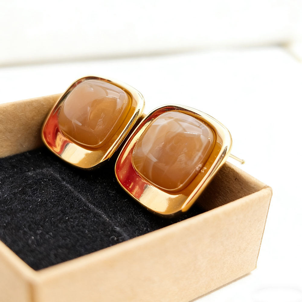 Sweet Square Stud Earrings For Women In Colour Acrylic, Perfect For Daily Wear
