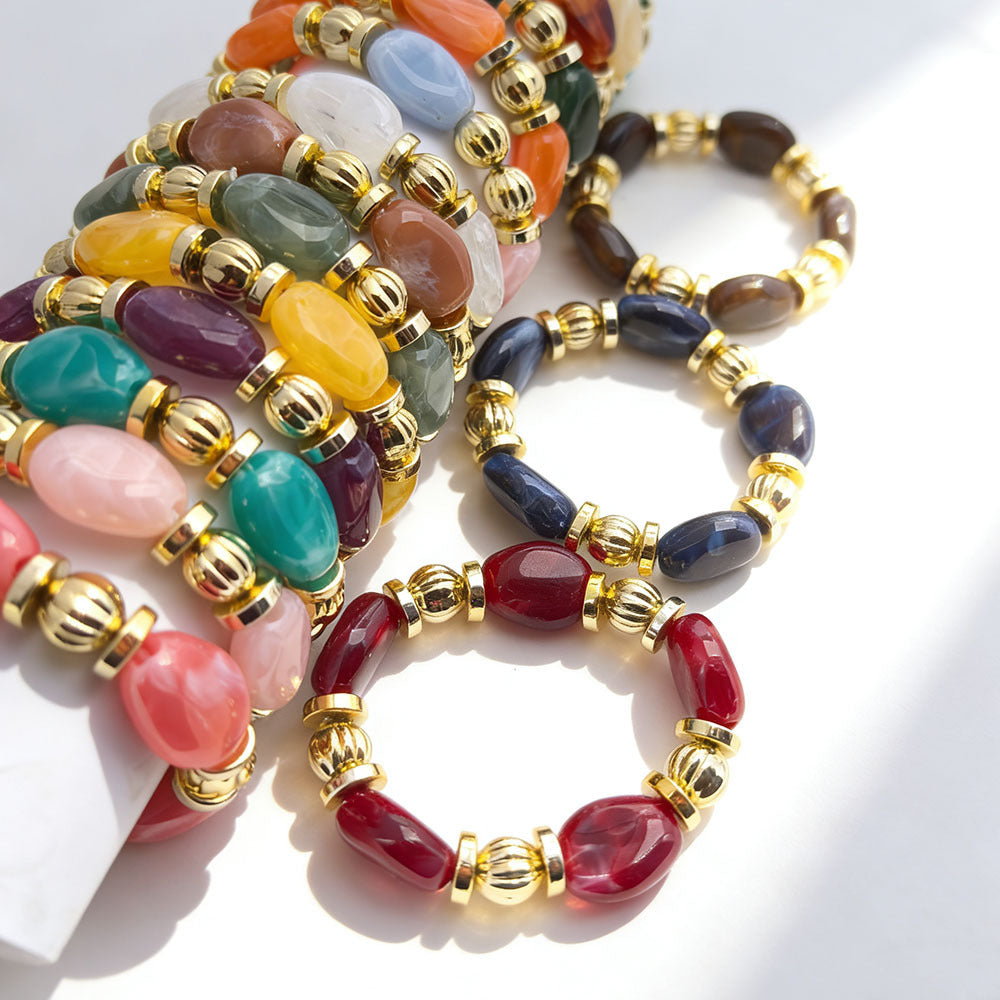 Maillard Style Irregular Acrylic Beading Bracelet For Women, Unique Design With Elegant Craftsmanship