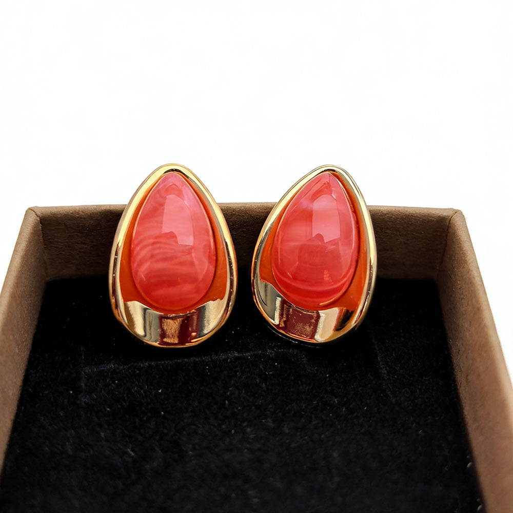 Sweet Oval Acrylic Earrings For Women In Colour