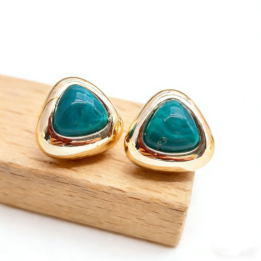 Trillion-cut Three-dimensional Acrylic Earrings For Women In Colour