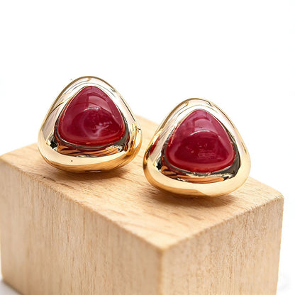 Trillion-cut Three-dimensional Acrylic Earrings For Women In Colour