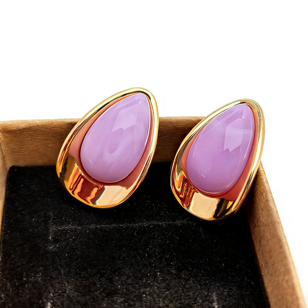 Sweet Oval Acrylic Earrings For Women In Colour