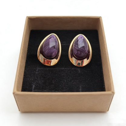 Sweet Oval Acrylic Earrings For Women In Colour