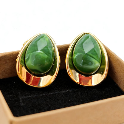 Sweet Oval Acrylic Earrings For Women In Colour