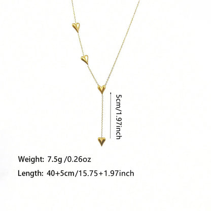 Heart Shape Necklace For Women Featuring Tassel Craft And Electroplated Titanium Steel With Cable Chain