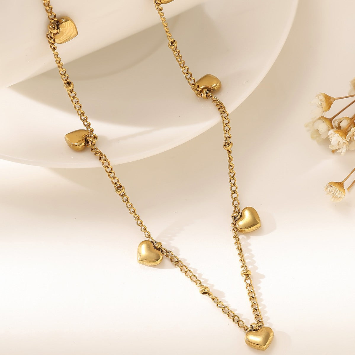 Heart Shape Jewelry Set For Women Featuring Electroplated 304 Stainless Steel With Cable Chain