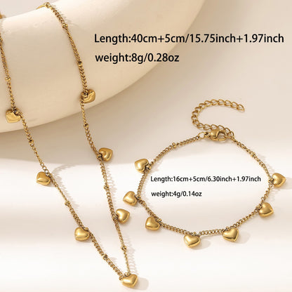 Heart Shape Jewelry Set For Women Featuring Electroplated 304 Stainless Steel With Cable Chain