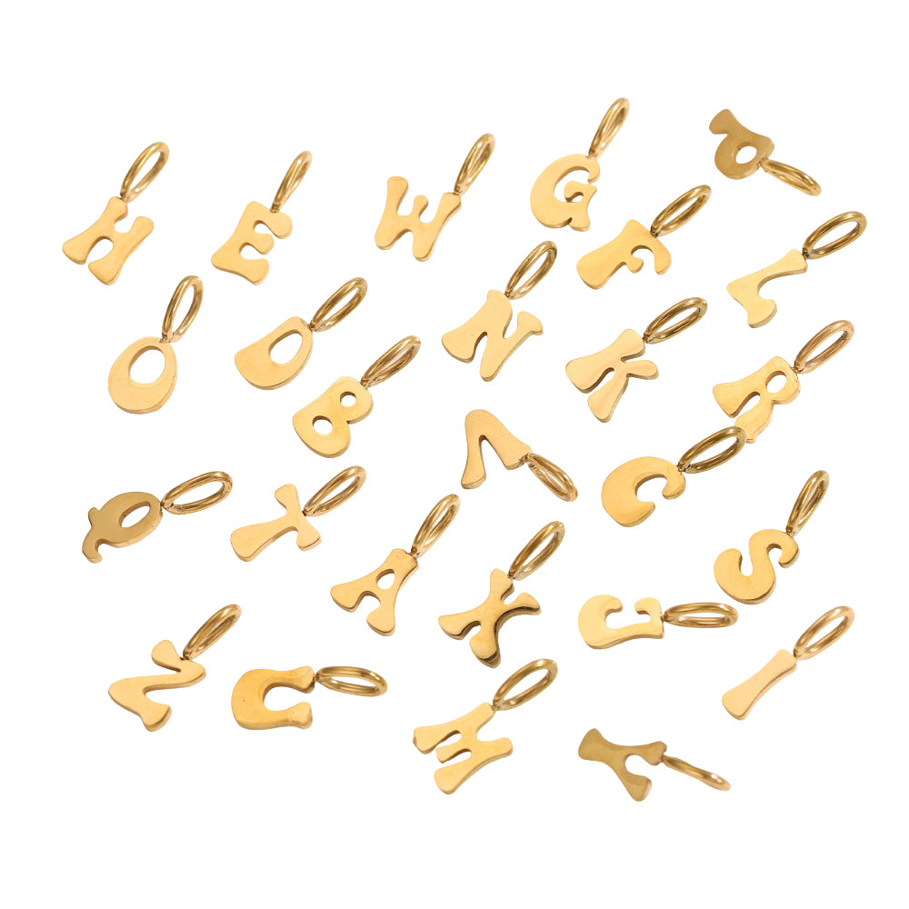 Letter Pendant 1 Piece In 304 Stainless Steel With 18K Real Gold Plated 0.03µm Thickness Featuring PVD Coated And Electroplated Process