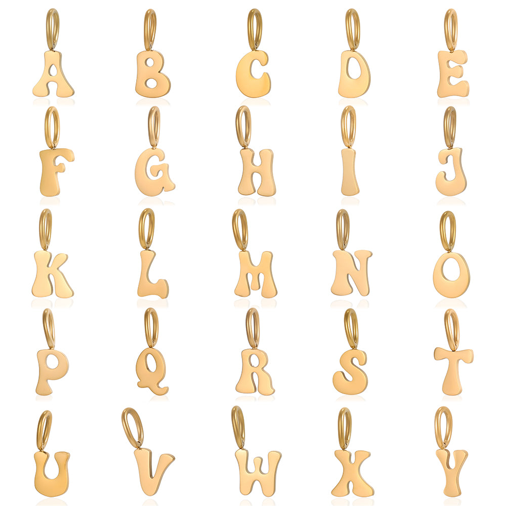 Letter Pendant 304 Stainless Steel 18K Gold Plated 0.03µm PVD Coated Electroplated 1 Piece