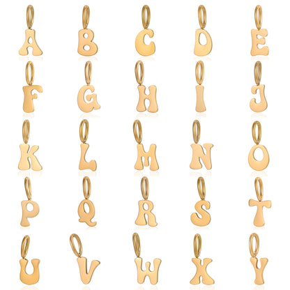 Letter Pendant 304 Stainless Steel 18K Gold Plated 0.03µm PVD Coated Electroplated 1 Piece