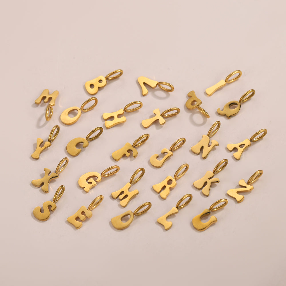 Letter Pendant 1 Piece In 304 Stainless Steel With 18K Real Gold Plated 0.03µm Thickness Featuring PVD Coated And Electroplated Process
