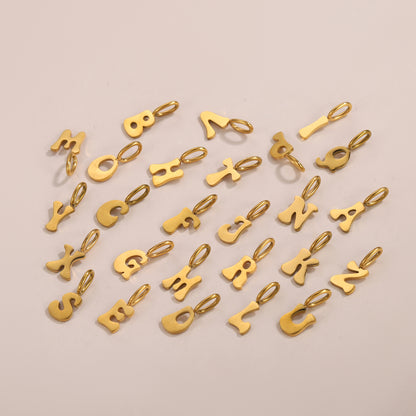 Letter Pendant 1 Piece In 304 Stainless Steel With 18K Real Gold Plated 0.03µm Thickness Featuring PVD Coated And Electroplated Process