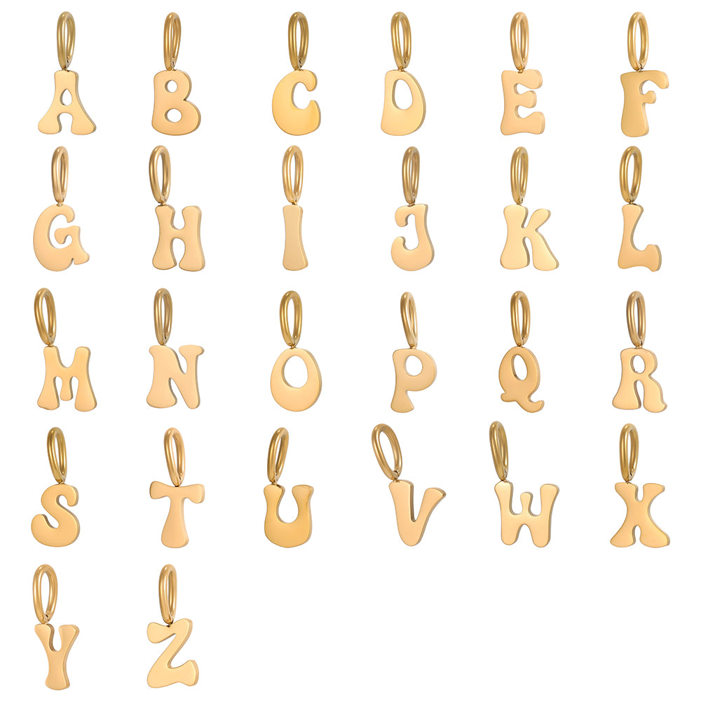Letter Pendant 304 Stainless Steel 18K Gold Plated 0.03µm PVD Coated Electroplated 1 Piece