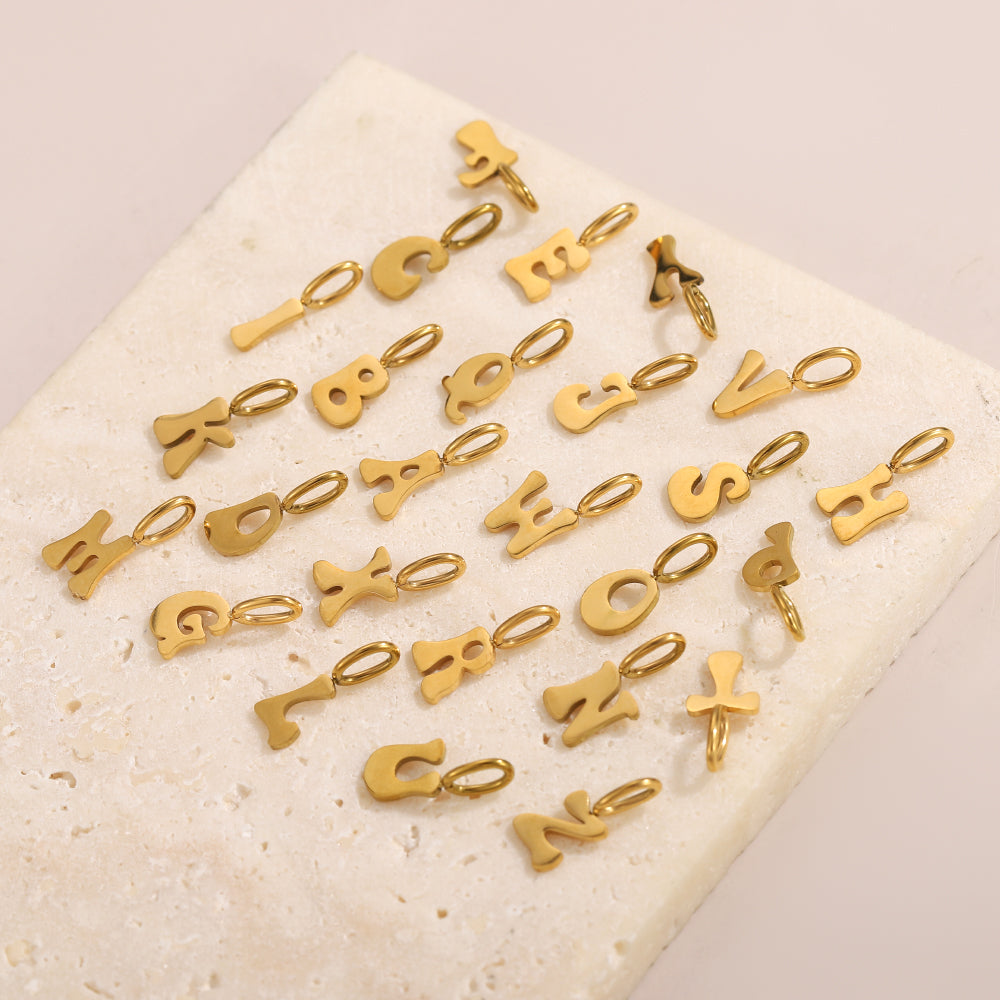 Letter Pendant 1 Piece In 304 Stainless Steel With 18K Real Gold Plated 0.03µm Thickness Featuring PVD Coated And Electroplated Process
