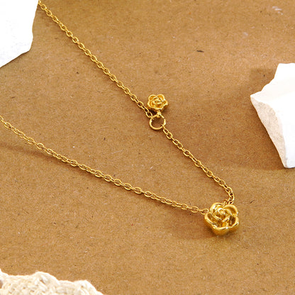 Cute Flowers Jewelry Set For Women Featuring 304 Stainless Steel With 18K Real Gold Plated O Chain