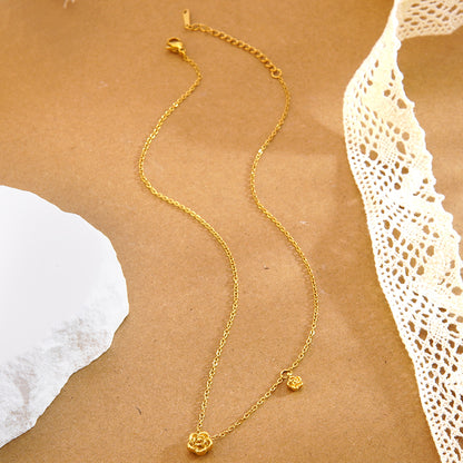 Cute Flowers Jewelry Set For Women Featuring 304 Stainless Steel With 18K Real Gold Plated O Chain