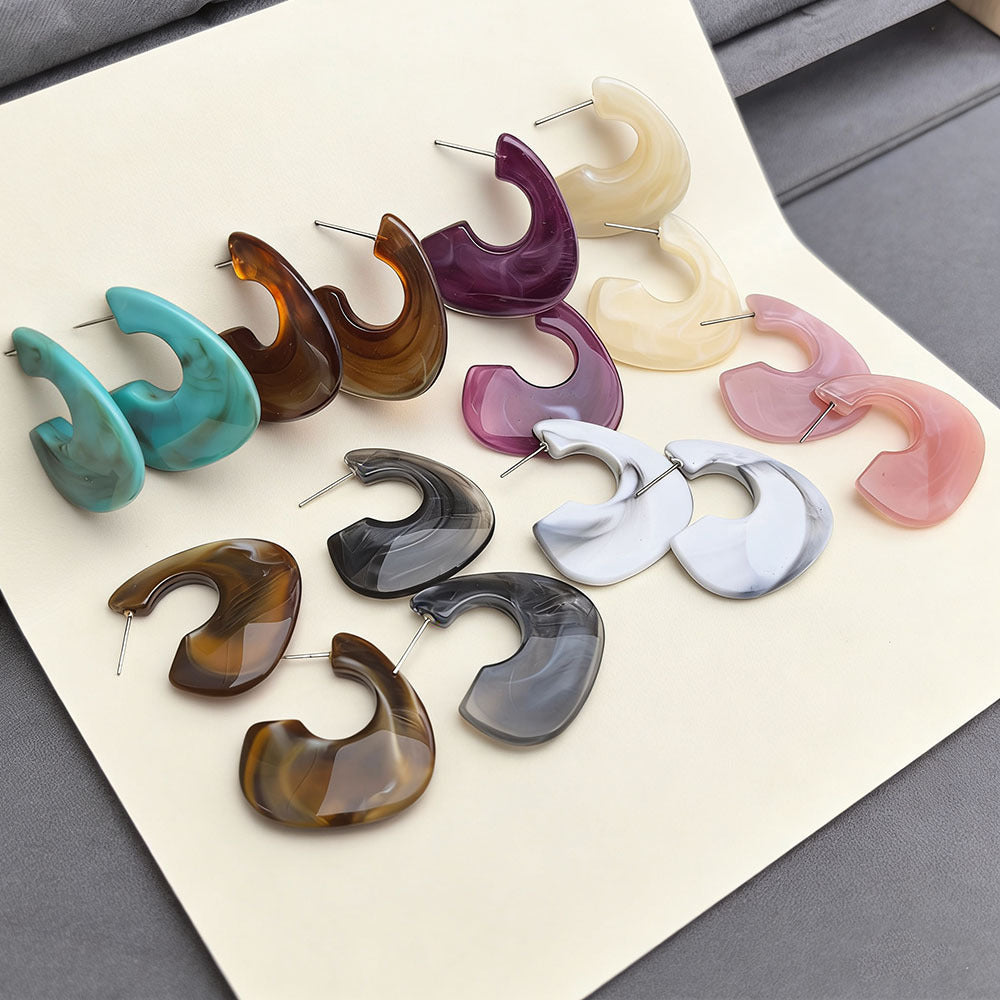 Retro Geometric Acrylic Earrings For Women In Coffer Color