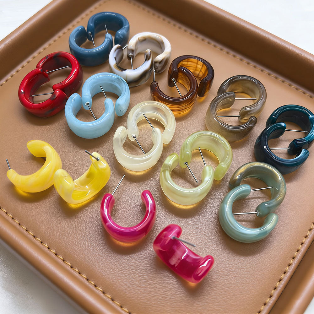 C Shape Earrings For Women In Colour Acrylic Material