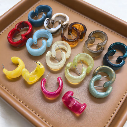 C Shape Earrings For Women In Colour Acrylic Material