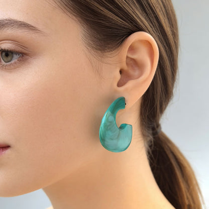 Retro Geometric Acrylic Earrings For Women In Coffer Color