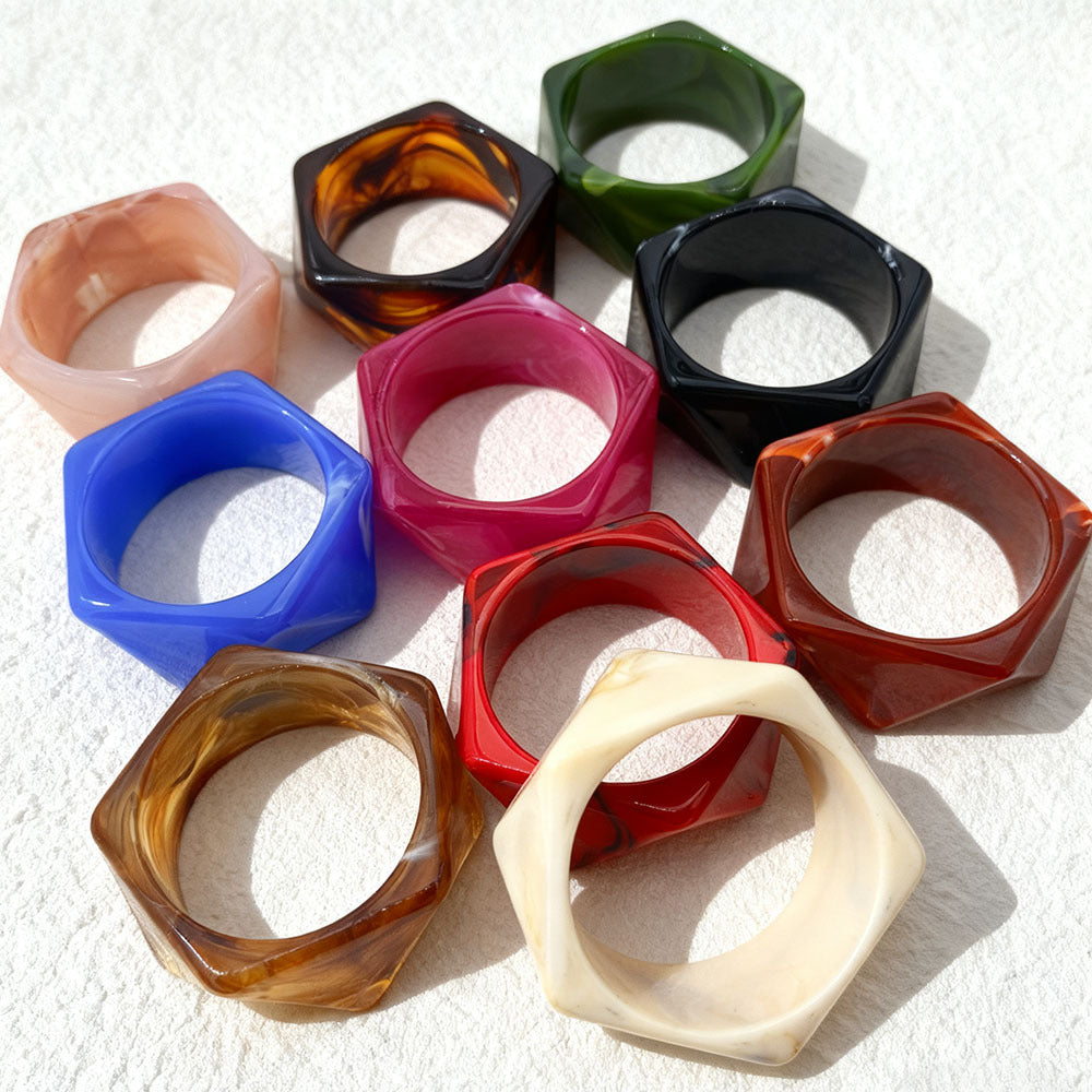 Retro Black Acrylic Rhombus Bangle For Women