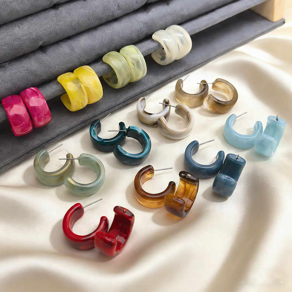 C Shape Earrings For Women In Colour Acrylic Material