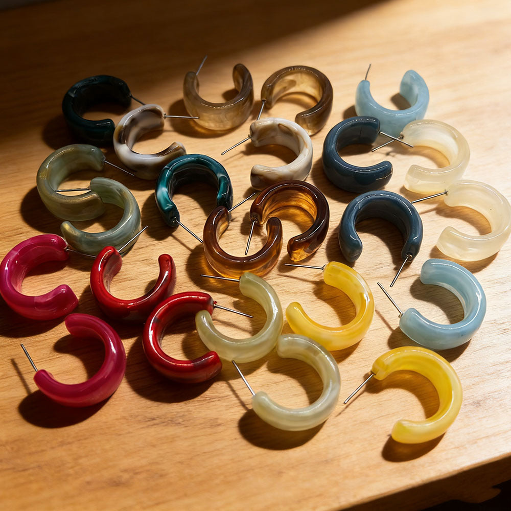 C Shape Earrings For Women In Colour Acrylic Material