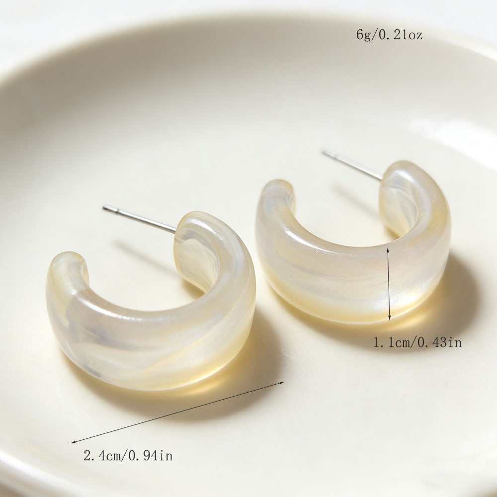 C Shape Earrings For Women In Colour Acrylic Material