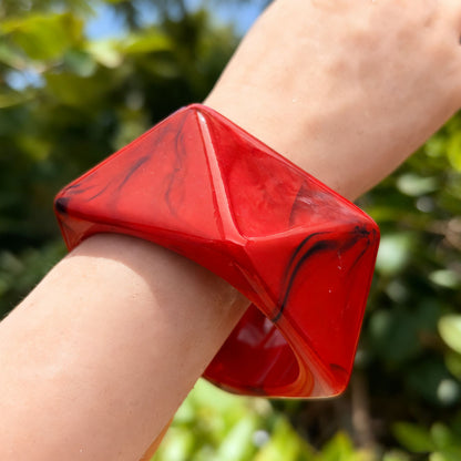 Retro Black Acrylic Rhombus Bangle For Women