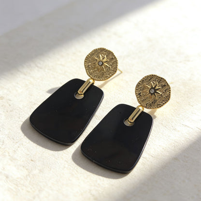 Star Earrings For Women Featuring 18K Real Gold Plated 304 Stainless Steel With PVD Coated Finish And Resin Inlay