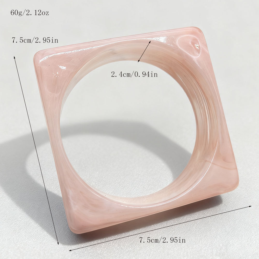 Geometric Retro Acrylic Bangle For Women In Multicolor