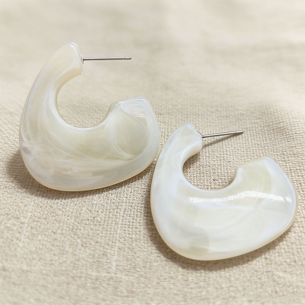 Retro Geometric Acrylic Earrings For Women In Coffer Color