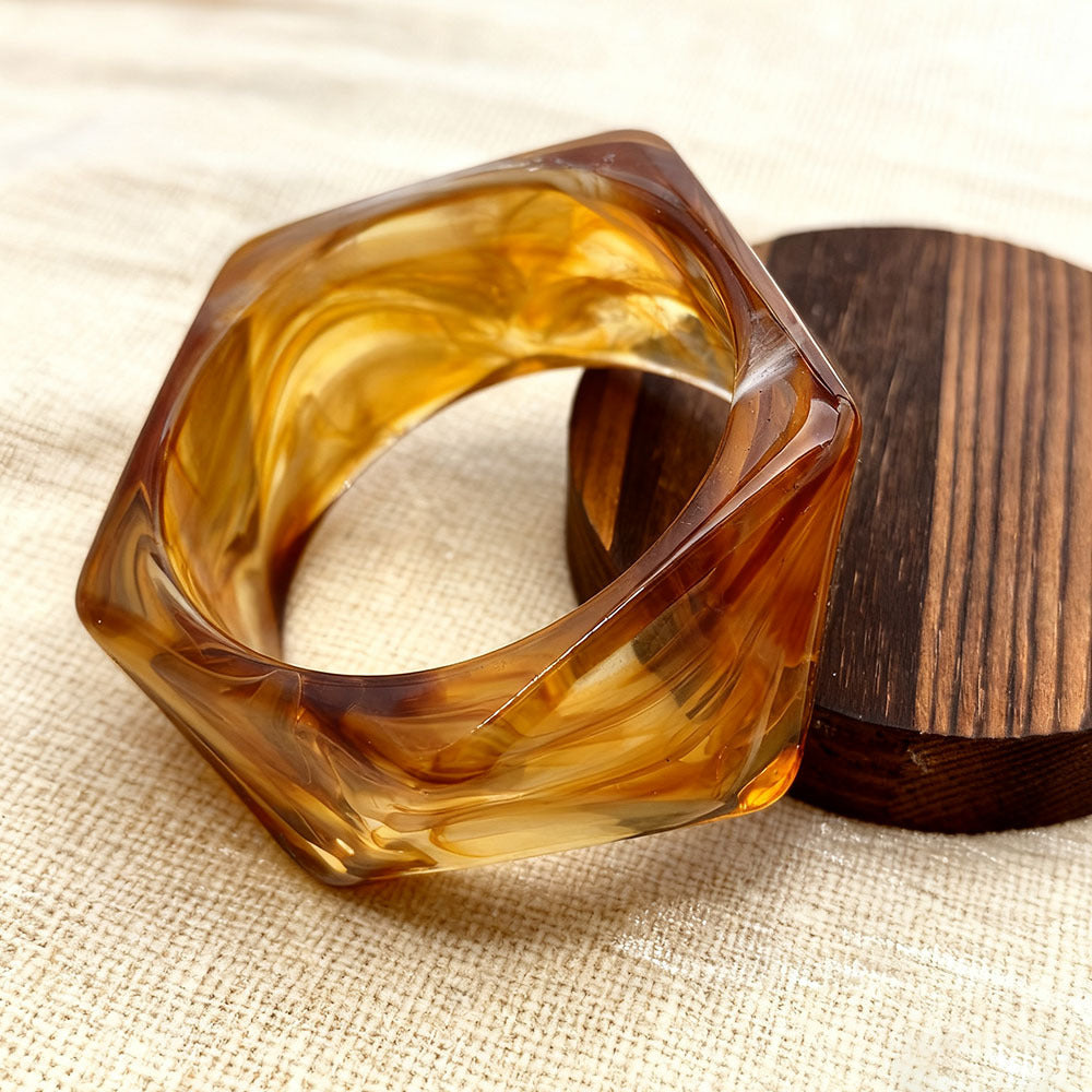 Retro Black Acrylic Rhombus Bangle For Women