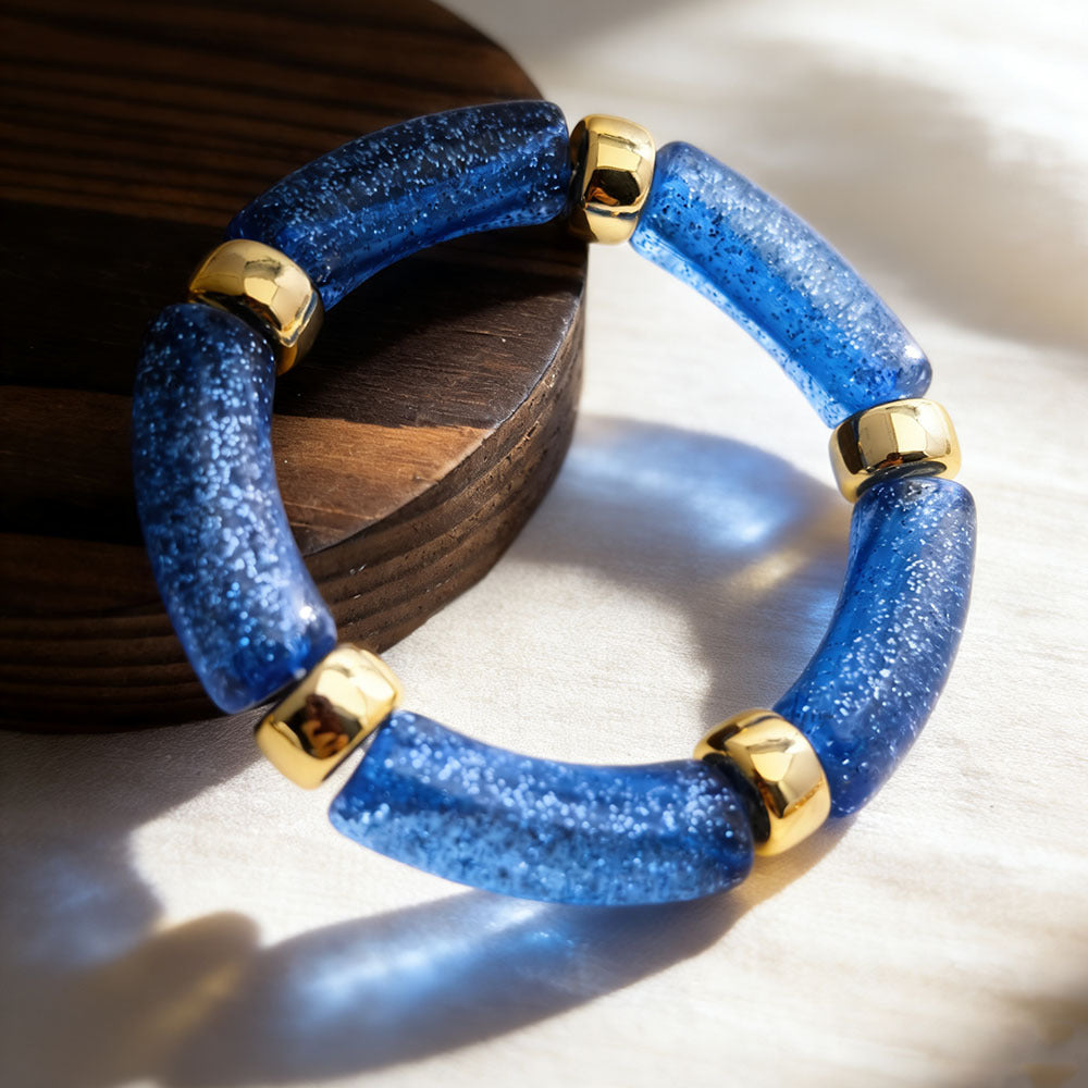 Oval Acrylic Beading Bracelet For Women In Maillard Style
