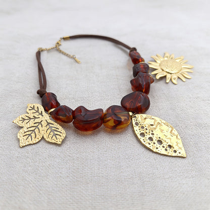 Handmade Resin Sunflower Necklace For Women, 1 Set, Beautiful Floral Jewelry Accessory