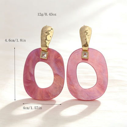 Retro Oval Resin Earrings For Women Featuring Rhinestones For Elegant Style