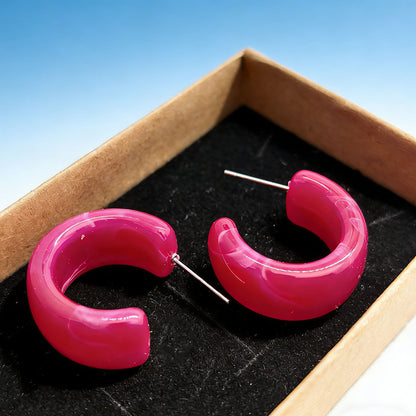 C Shape Earrings For Women In Colour Acrylic Material