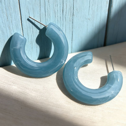 Retro Geometric Earrings For Women In Blue Acrylic Featuring Acrylic Inlay Material