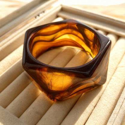 Retro Black Acrylic Rhombus Bangle For Women