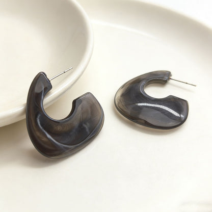 Retro Geometric Acrylic Earrings For Women In Coffer Color