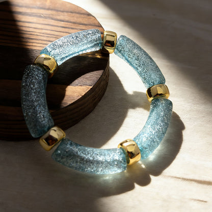 Oval Acrylic Beading Bracelet For Women In Maillard Style
