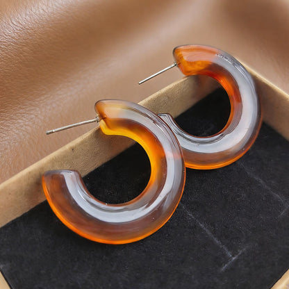 Retro Geometric Earrings For Women In Blue Acrylic Featuring Acrylic Inlay Material