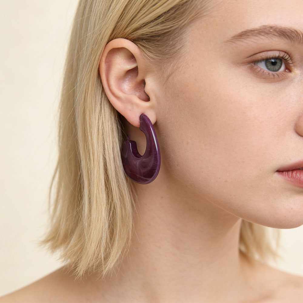Retro Geometric Acrylic Earrings For Women In Coffer Color