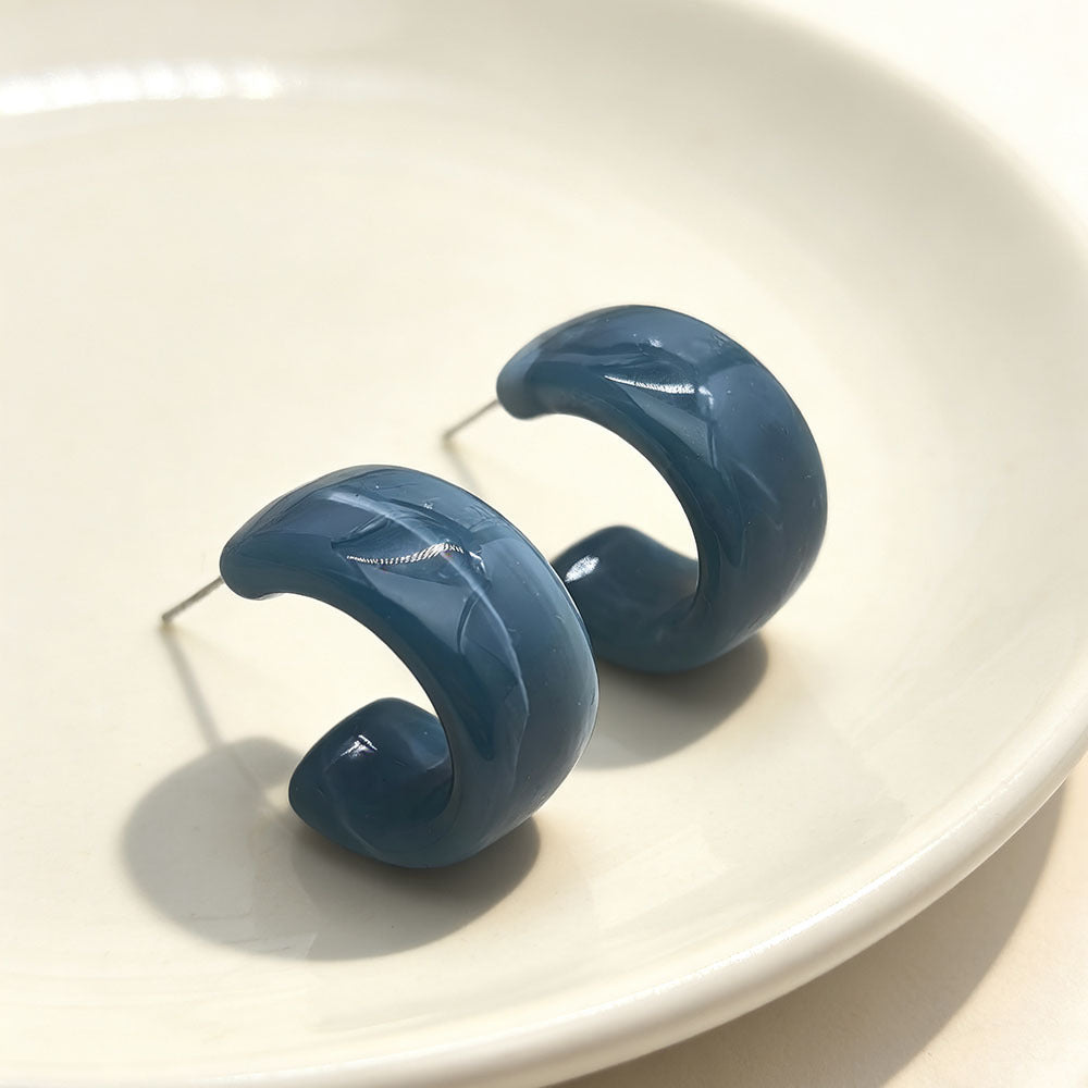 C Shape Earrings For Women In Colour Acrylic Material