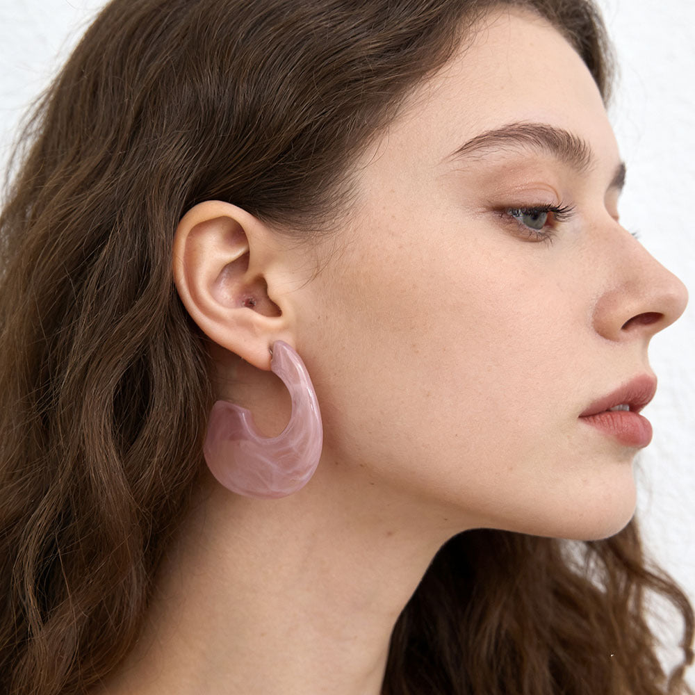 Retro Geometric Acrylic Earrings For Women In Coffer Color